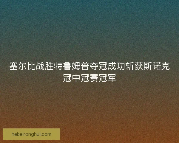 塞尔比战胜特鲁姆普夺冠成功斩获斯诺克冠中冠赛冠军 塞尔比战胜特鲁姆普夺冠成功斩获斯诺克冠中冠赛冠军
